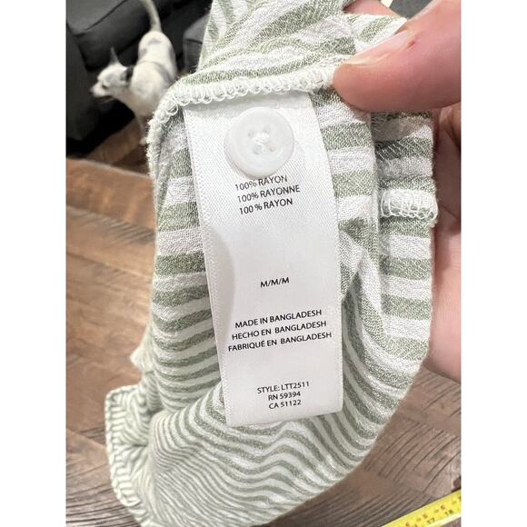 Beach Lunch Lounge Sleeveless Button Up Shirt Women's Blue Stripe Tunic Medium - Picture 6 of 7